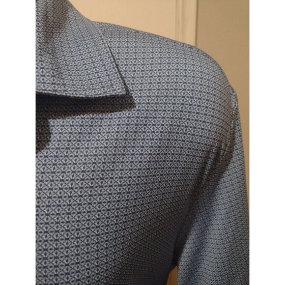 Johnston & Murphy Mens Performance Geometric Polo Shirt Blue Large L S/S - Picture 5 of 10